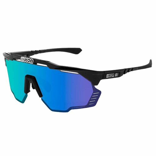 Солнцезащитные очки Scicon, монолинза, спортивные, ударопрочные, зеркальные, черный