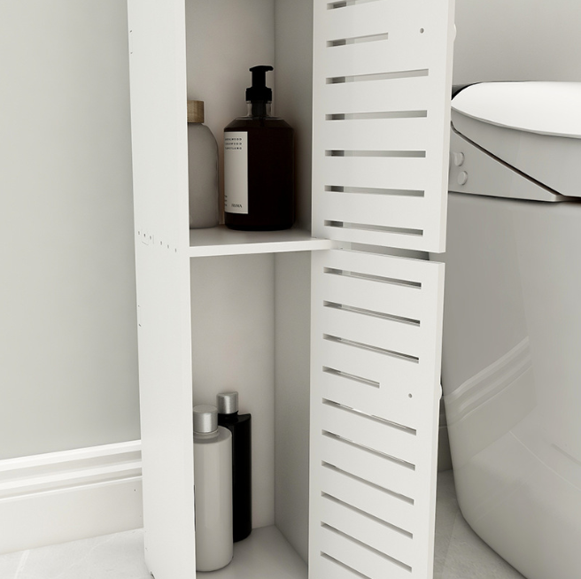 Шкаф-пенал для ванной 15,5х17х80 см, Шкаф в ванную туалет универсальный с двумя дверцами - фотография № 2