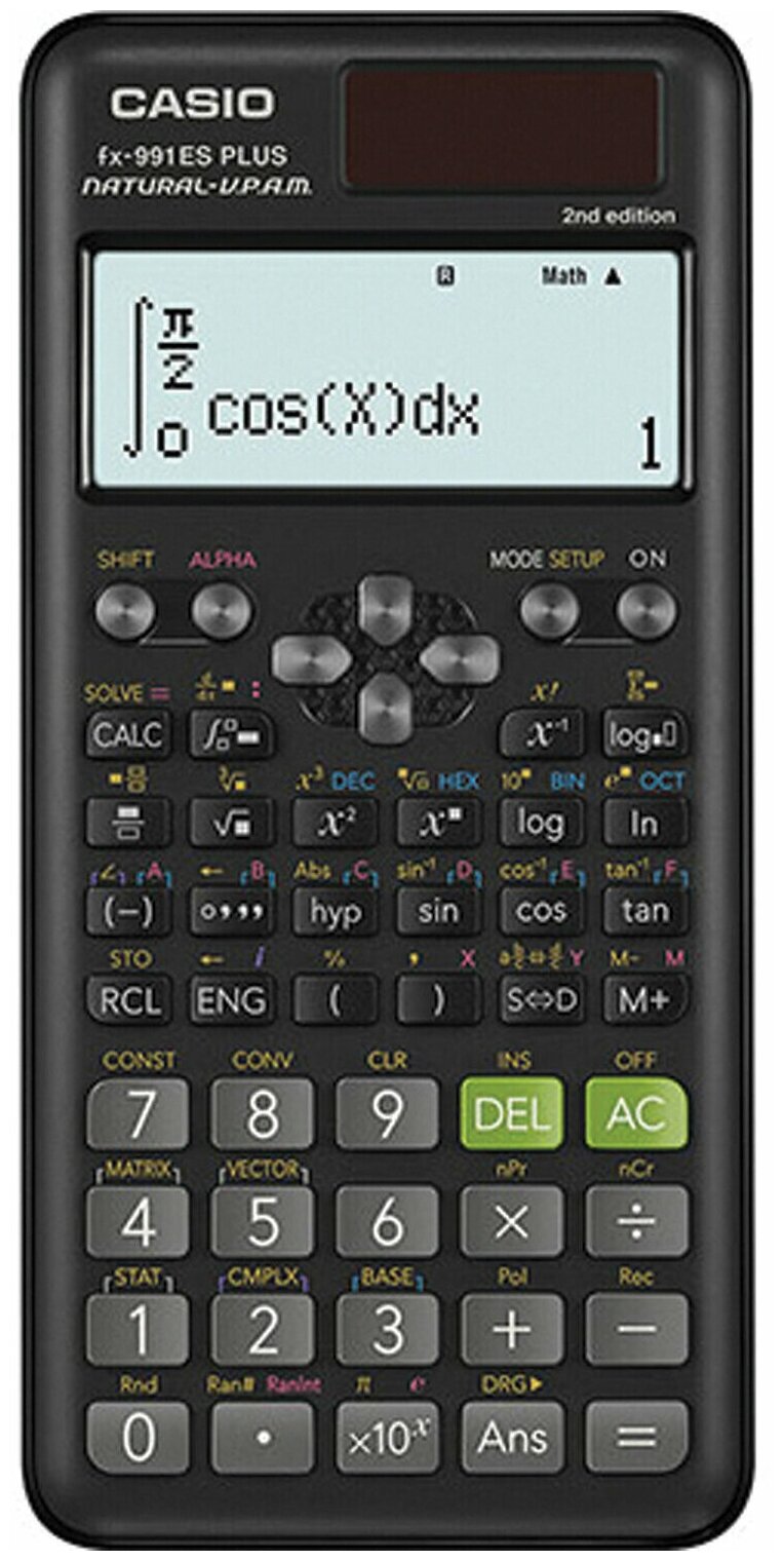Калькулятор инженерный CASIO FX-991ES PLUS-2 (162х77 мм), 417 функций, двойное питание, сертифицирован для ЕГЭ, FX-991ESPLUS-2S