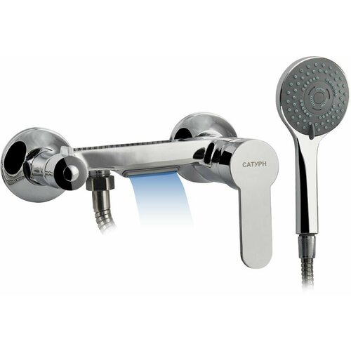 Смеситель в ДУШ, шаровый, система водопад, цвет хром
