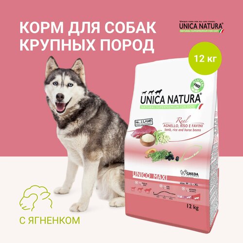 Сухой корм для собак крупных пород Unica Maxi с ягненком, 12кг.