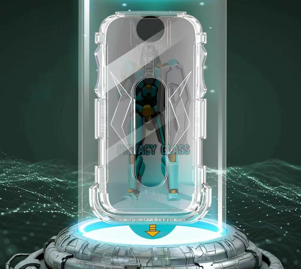 Защитное стекло для iPhone 15 Pro Max "Антишпион" глянцевое с аппликатором для установки 1 шт. — фото 1