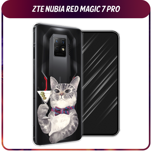 Силиконовый чехол на ZTE Nubia Red Magic 7 Pro / ЗТЕ Нубиа Ред Меджик 7 Про Кот джентльмен, прозрачный силиконовый чехол на zte nubia red magic 7 pro зте нубиа ред меджик 7 про доберман