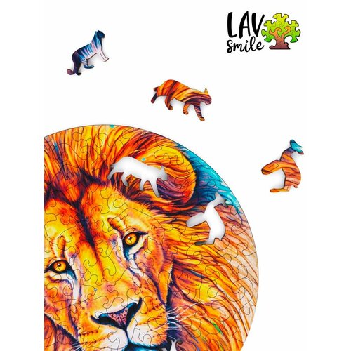 Деревянный пазл Лев развивающий моторику и навыки деревянный пазл для детей и взрослых головоломка 20х30 разноцветный лев