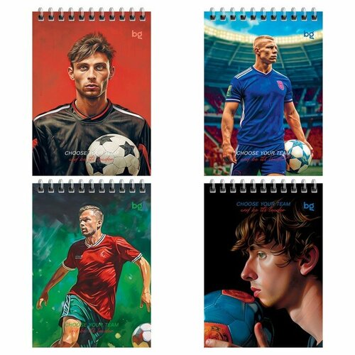 Блокнот А6, 60 листов в клетку на гребне Нейросеть. Футбол, обложка мелованный картон, блок 60г/м2, микс (комплект из 40 шт)