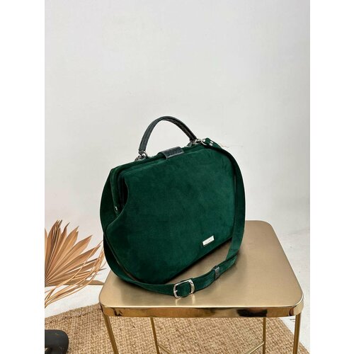 Сумка саквояж Shapely, фактура бархатистая, коричневая