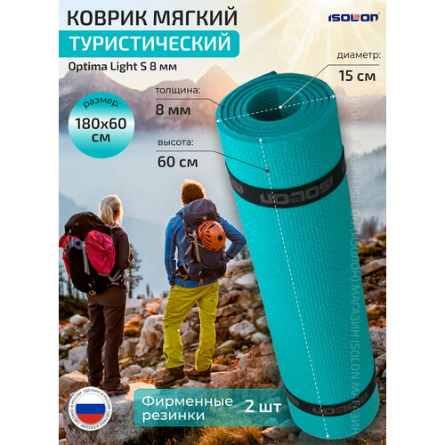 коврик для спорта серо розовый 180х60 Коврик для спорта и туризма ISOLON Optima Light S8, 180х60 см бирюзовый