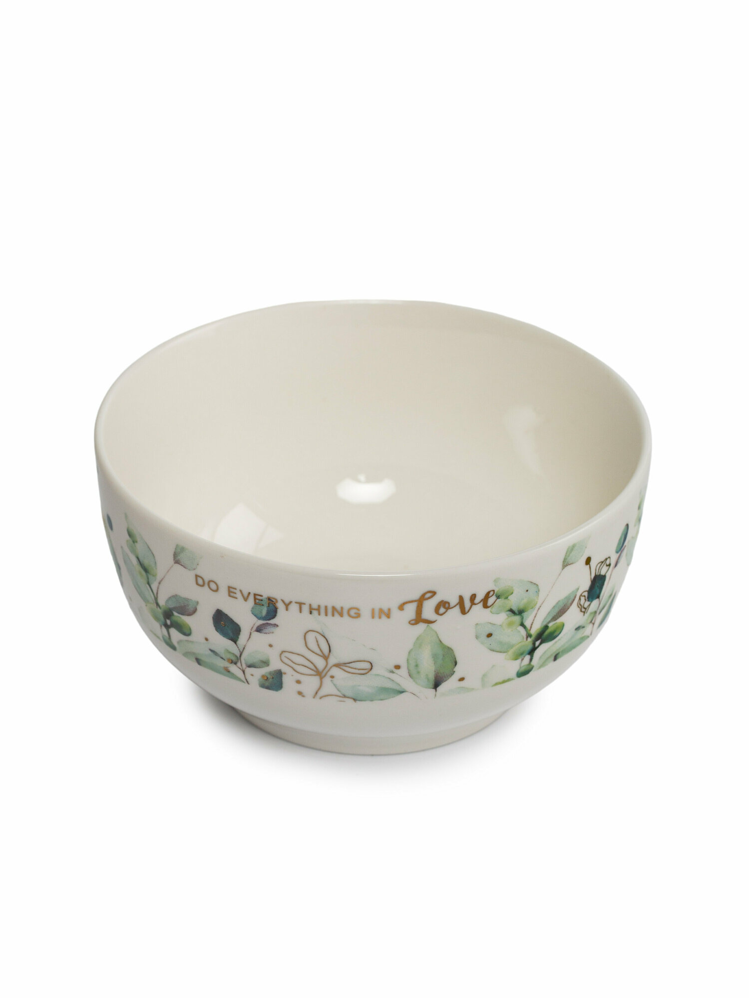 Салатник DOMENIK "GREEN LEAFS", керамика, круглый, использование в СВЧ — фото 1