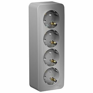 Бланка алюминий розетка открытая 4-мест заземление шторки IP20