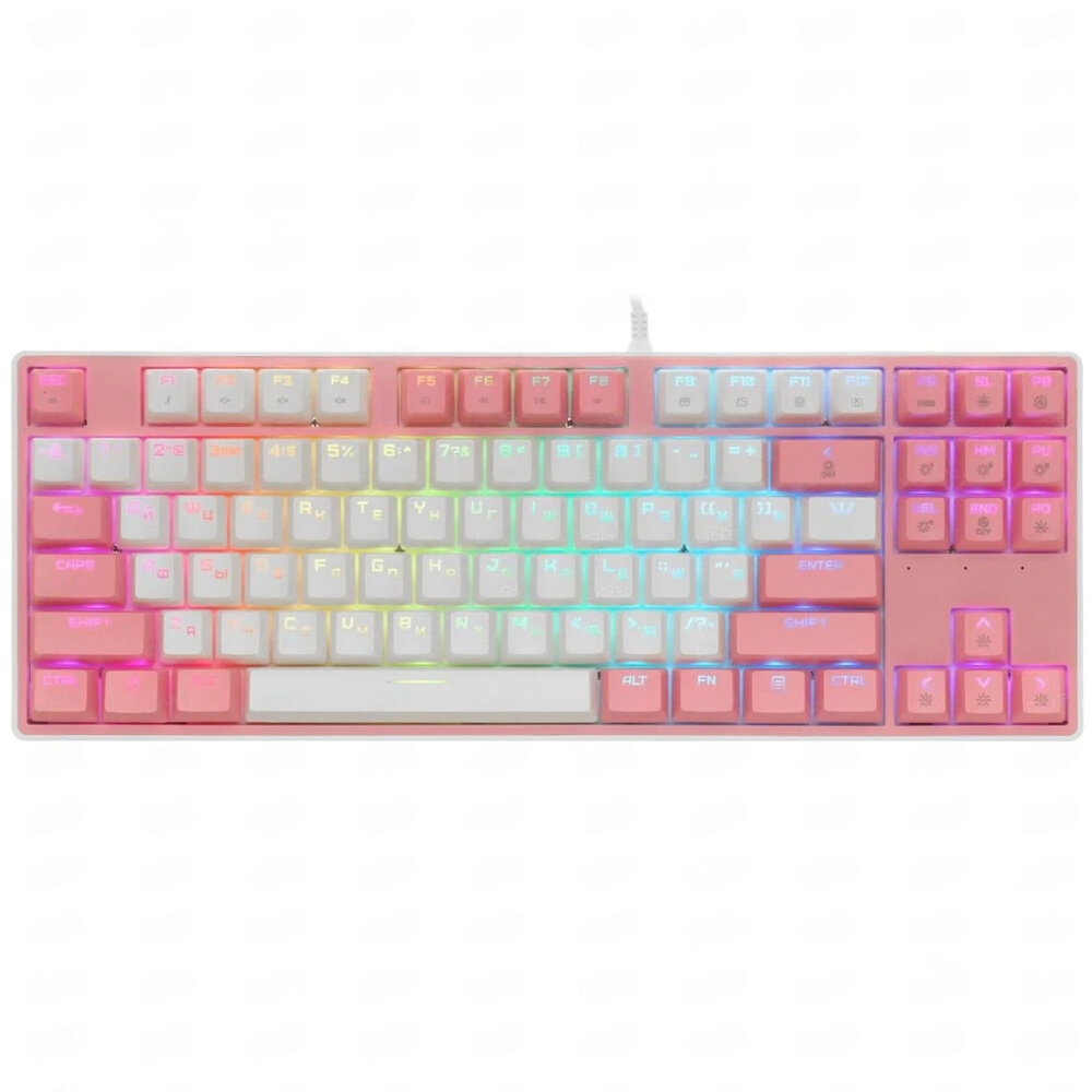 Игровая механическая клавиатура ARDOR GAMING Pathfinder, Kailh Red, 87 клавиш, RGB, проводная, розовая.