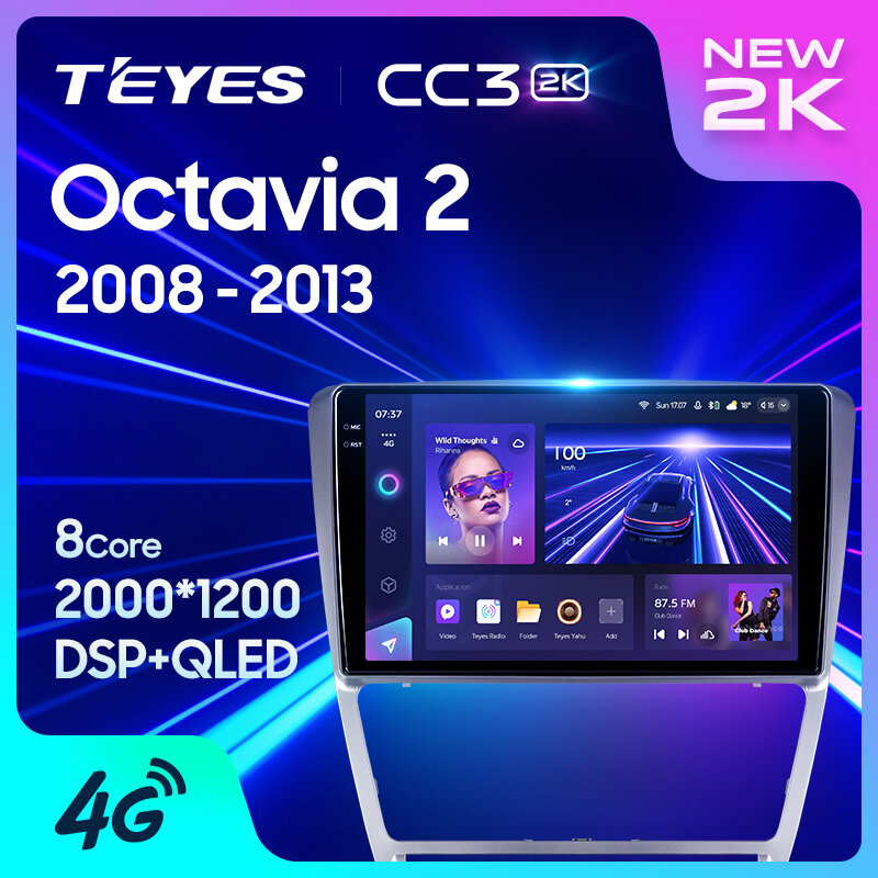 TEYES Тиайс CC3 2K Штатная магнитола For Шкода Октавия 2 For Skoda Octavia 2 A5 2008 - 2013 no 2 DIN GPS DVD автомагнитола android 4+64
