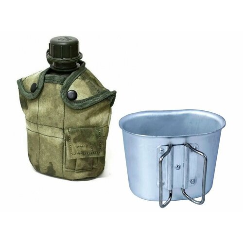 Фляга тактическая 1 л с котелком мох 2400₽