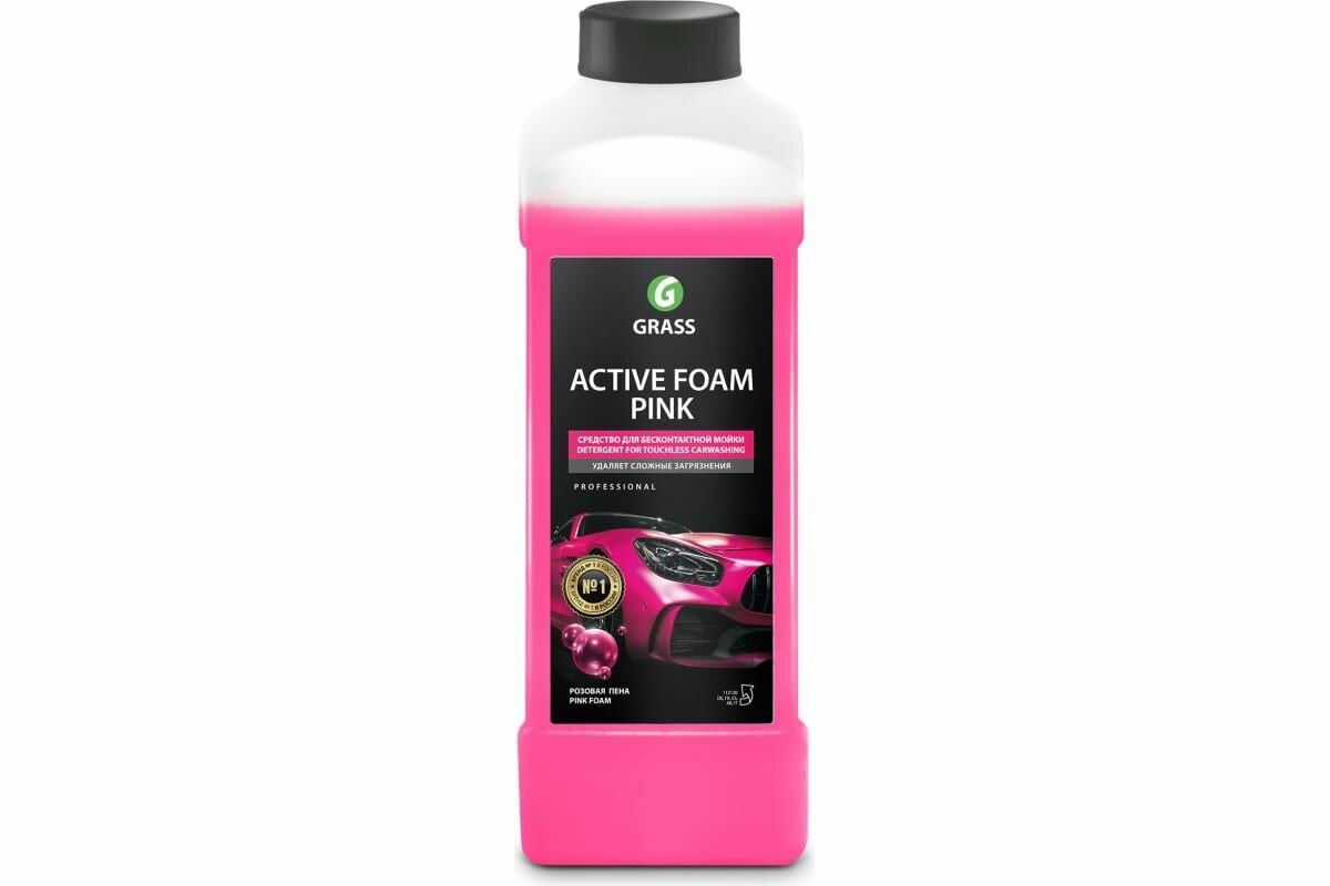 Автошампунь GRASS Активная пена "Active Foam Pink" канистра 1 л.