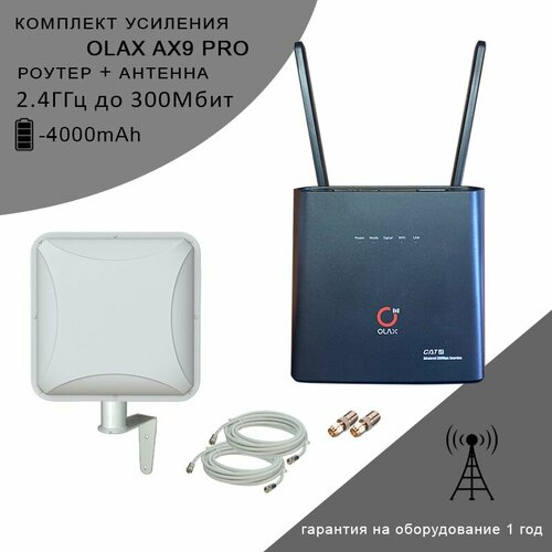 Wi-Fi роутер OLAX AX9 black + внешняя антенна Антекс Petra BB75 MIMO + сим карта с интернетом в подарок