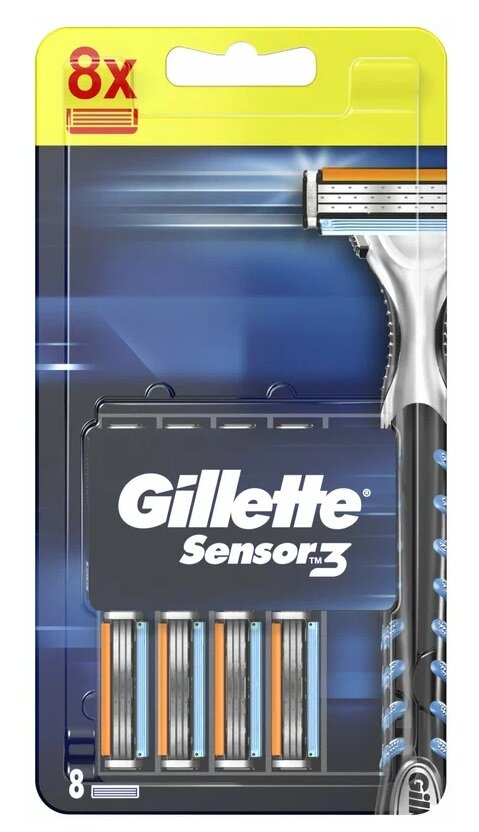 Сменные кассеты для станка Gillette Sensor3, 8 шт.