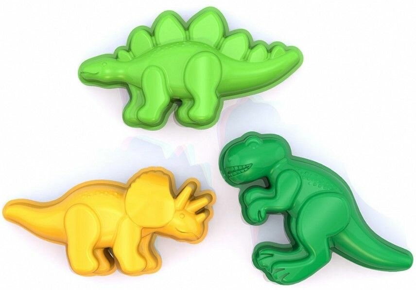 Набор формочек "Динозаврики" для песка, детские пластиковые игрушки для песочницы, 3 предмета