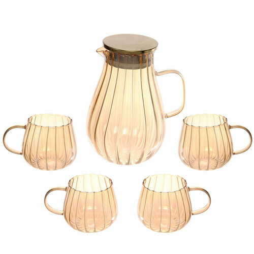 Кувшин стеклянный 1900мл Bella cucina в наборе с 4-мя стаканами 400мл золотой 3119₽