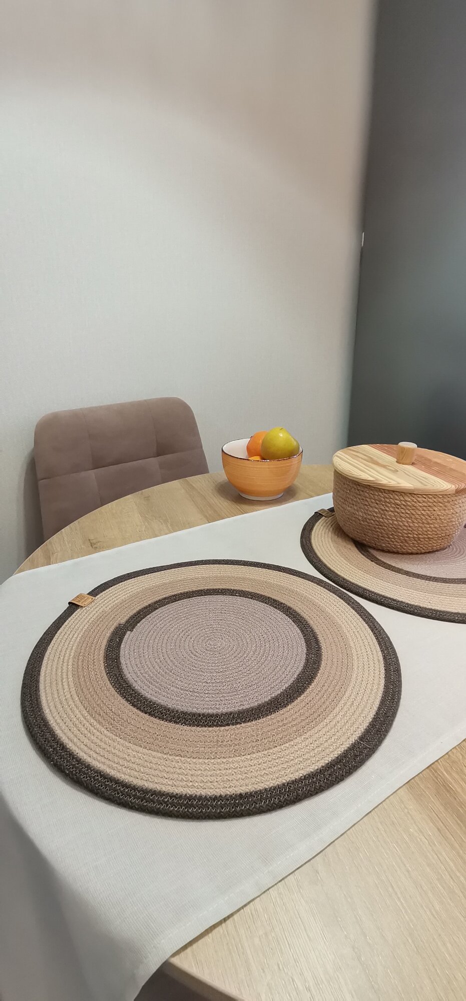 фото Салфетка сервировочная из хлопкового шнура и джута, 33 х 33 см,1 шт