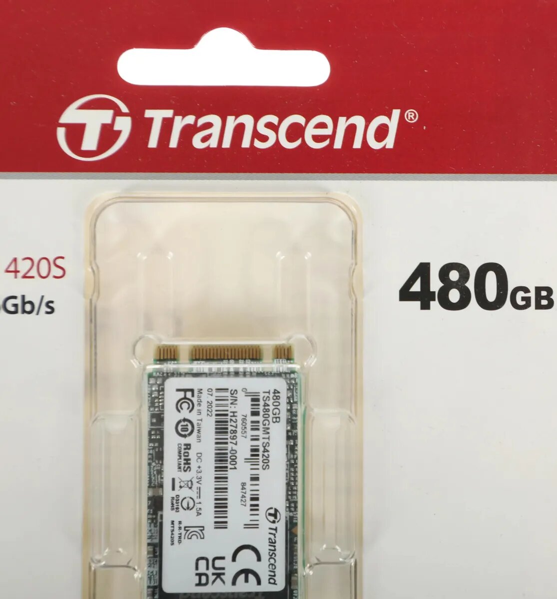 Накопитель SSD M.2 Transcend 480GB, SATA3, up to 560/340MBs, 85000 IOPs, 3D TLC, 22х42мм - фото №2