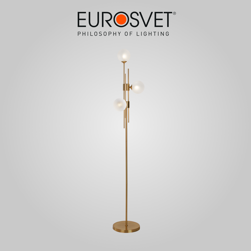 Торшер / Напольный светильник со стеклянными плафонами Eurosvet Volver 01383/3, G9, цвет латунь