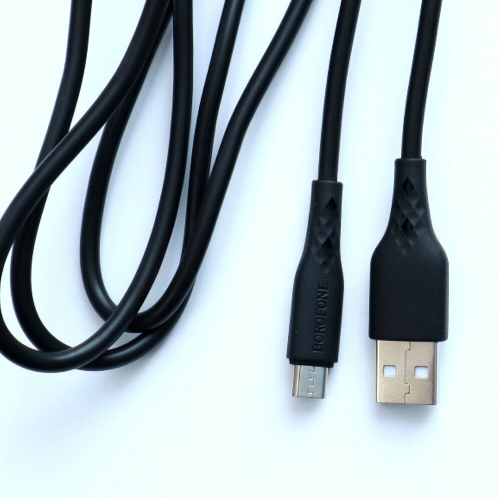 Кабель Borofone BX48 USB - microUSB, 1.0м, цвет чёрный