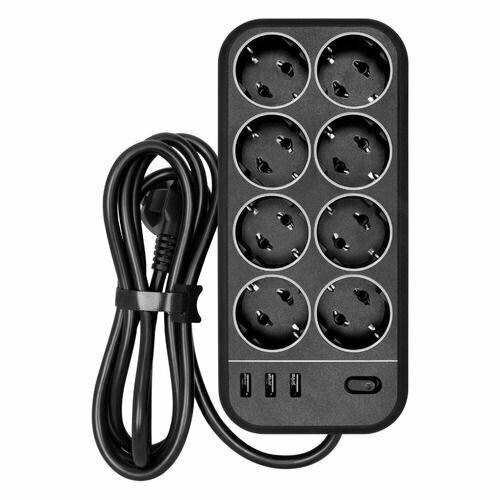 Сетевой фильтр POWERCOM SP-08 USB03AB 3м черный 6487₽