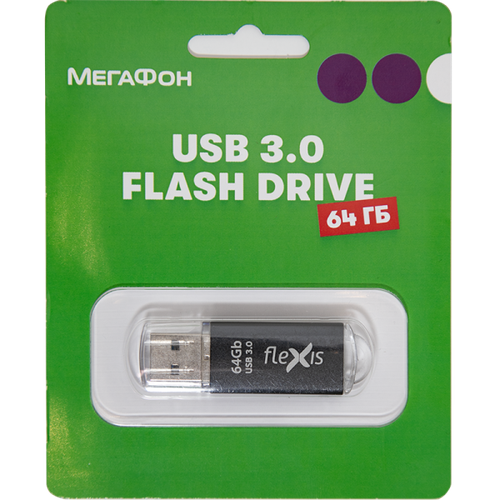 Flexis Флеш-накопитель Flexis 64Gb USB3.0, черный