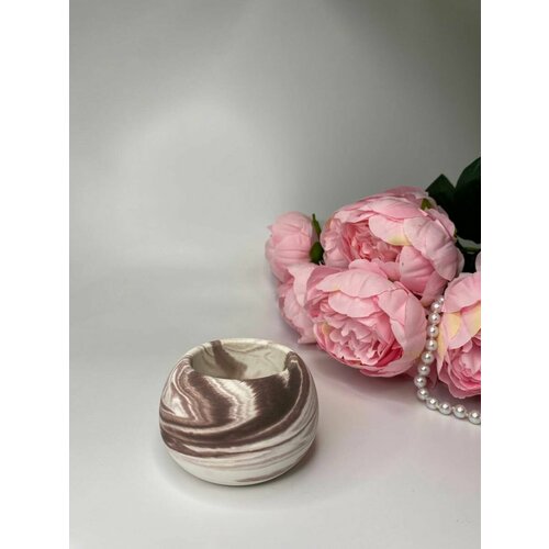 Подсвечник из гипса Шар шоколадный мрамор