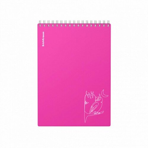 Блокнот А5 80 листов клетка на спирали ErichKrause Silhouette розовый пластиковая обложка 459₽
