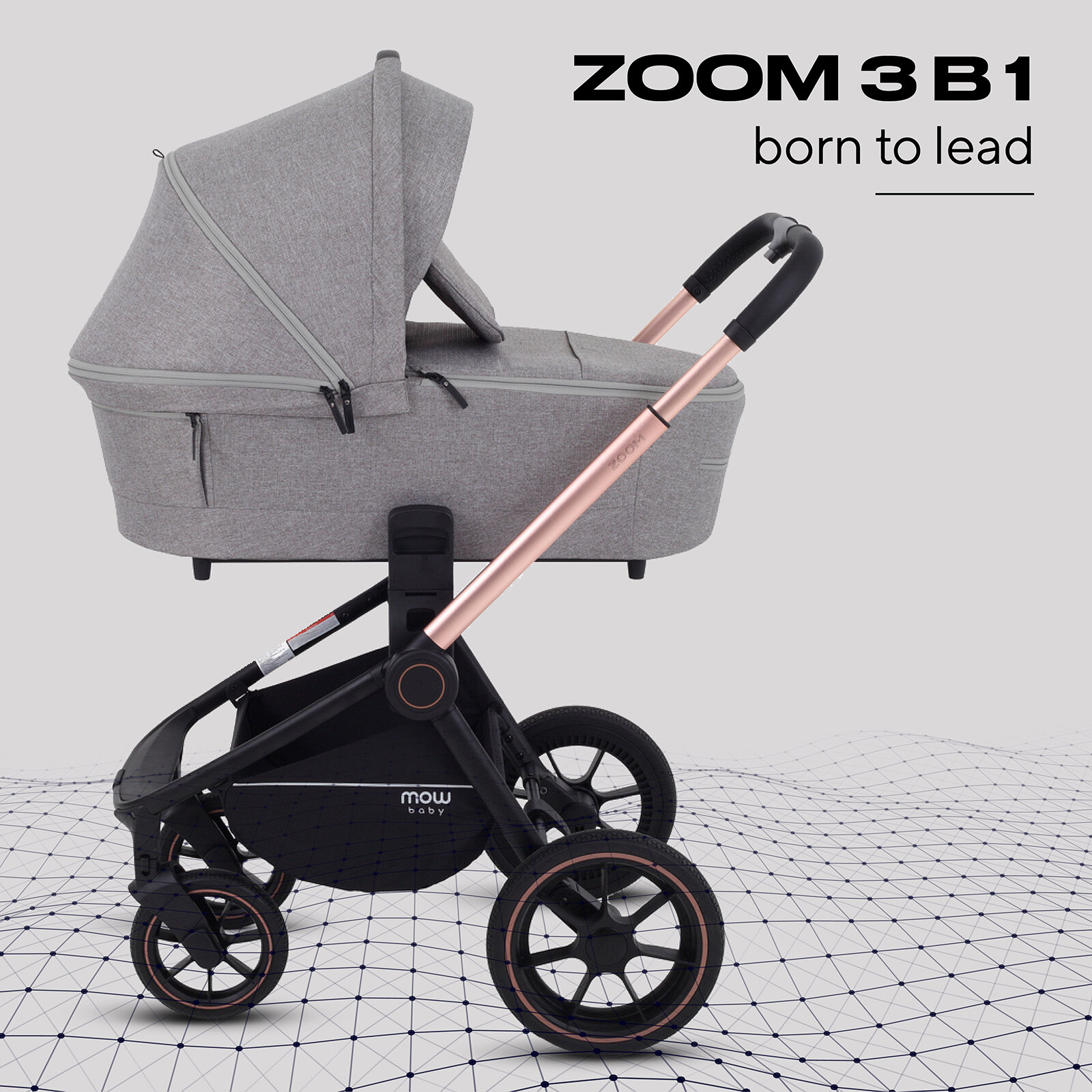 Коляска детская MOWBaby "ZOOM"PU (3в1) RA087 Gold Beige