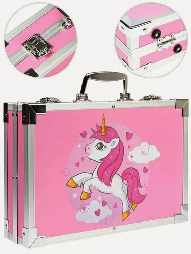 Изображение товара Художественный набор для рисования "набор художника" в металлическом чемодане (розовый)