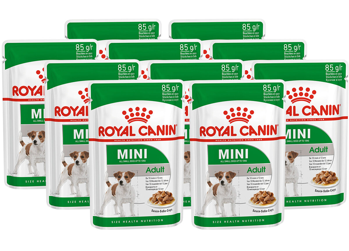 ROYAL CANIN MINI ADULT для взрослых собак маленьких пород в соусе пауч 85 гр 85 гр х 10 шт