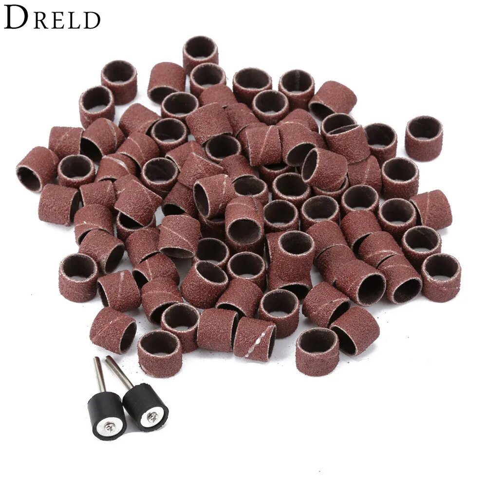100 шт. аксессуары для Dremel 125 мм зернистость 80 # шлифовальные ленты + 2 шт. 317 мм шлифовальный барабан оправка Dremel вращающийся инструмент сверла для ногтей