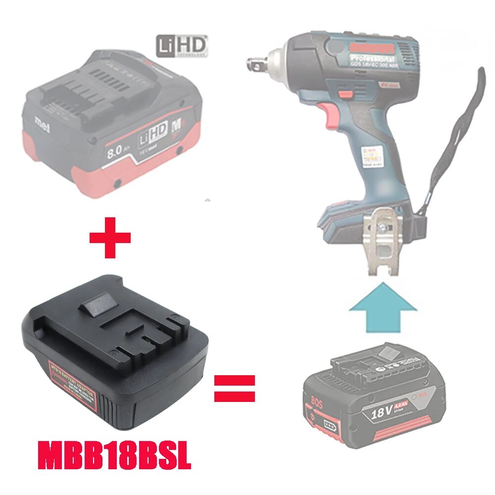 Адаптер MBB18BSL для аккумуляторов Metabo LiHD к инструментам Bosch