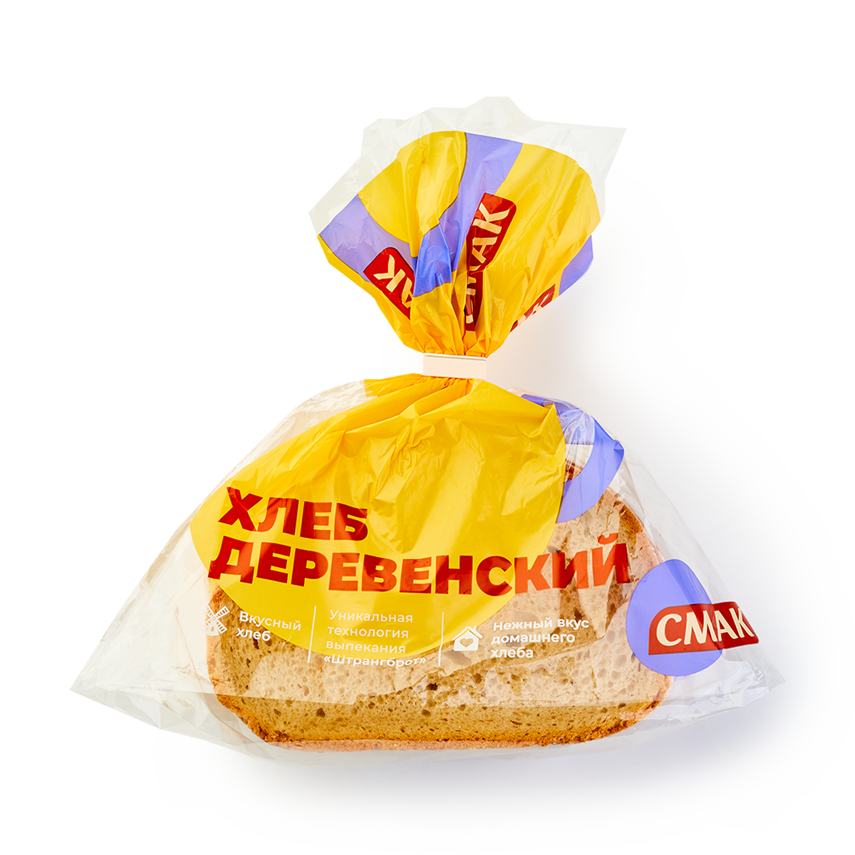 Хлеб смак "Деревенский", пшеничный, в нарезке, пластиковый пакет, 300 грамм