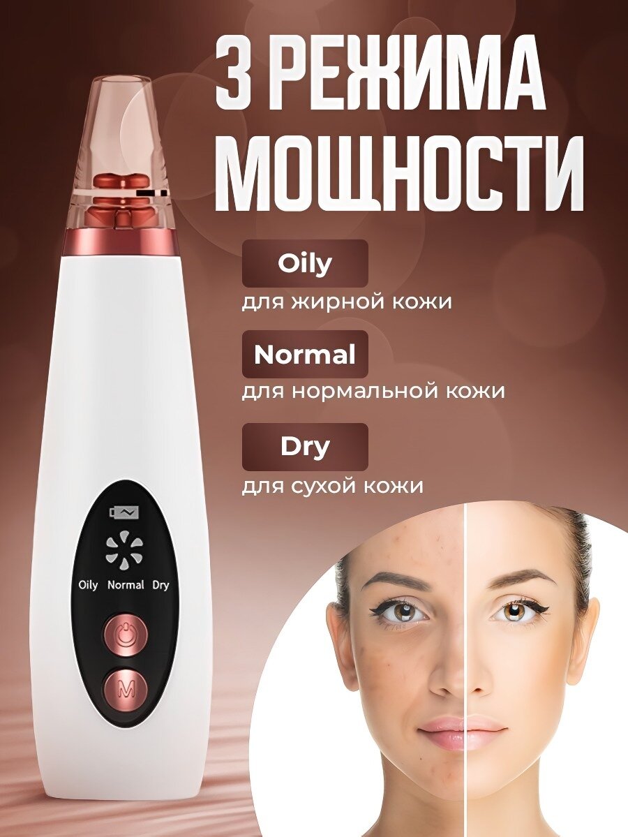 Аппарат для чистки лица / Вакуумный очиститель пор/5 насадок