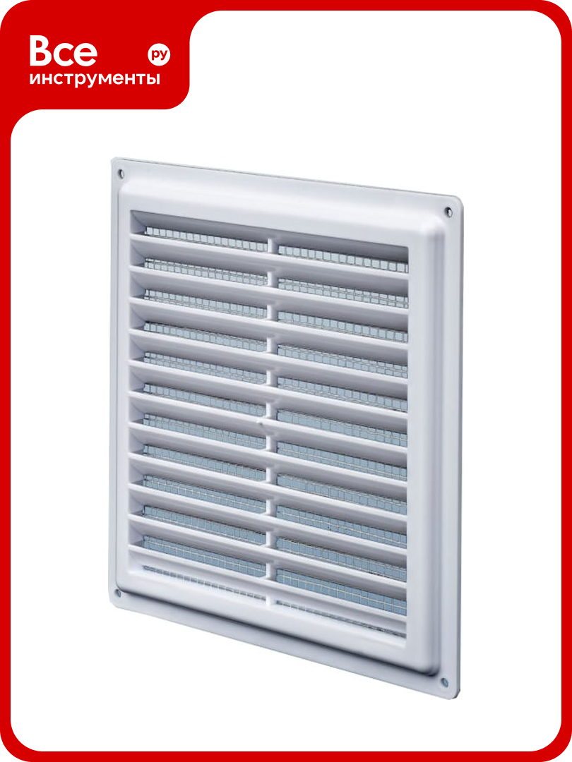 Решетка не разъемная с москитной сеткой (250х250х8 мм; наклонные жалюзи) Эвент Э2525Н
