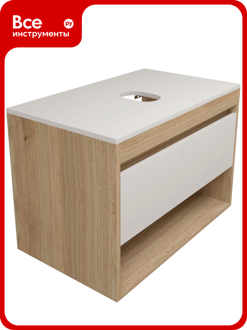 Подвесная тумба Teymi Ritta 75 ящик с доводчиком цвет дуб эврика/белый матовый T60521 ЦБ-00269245