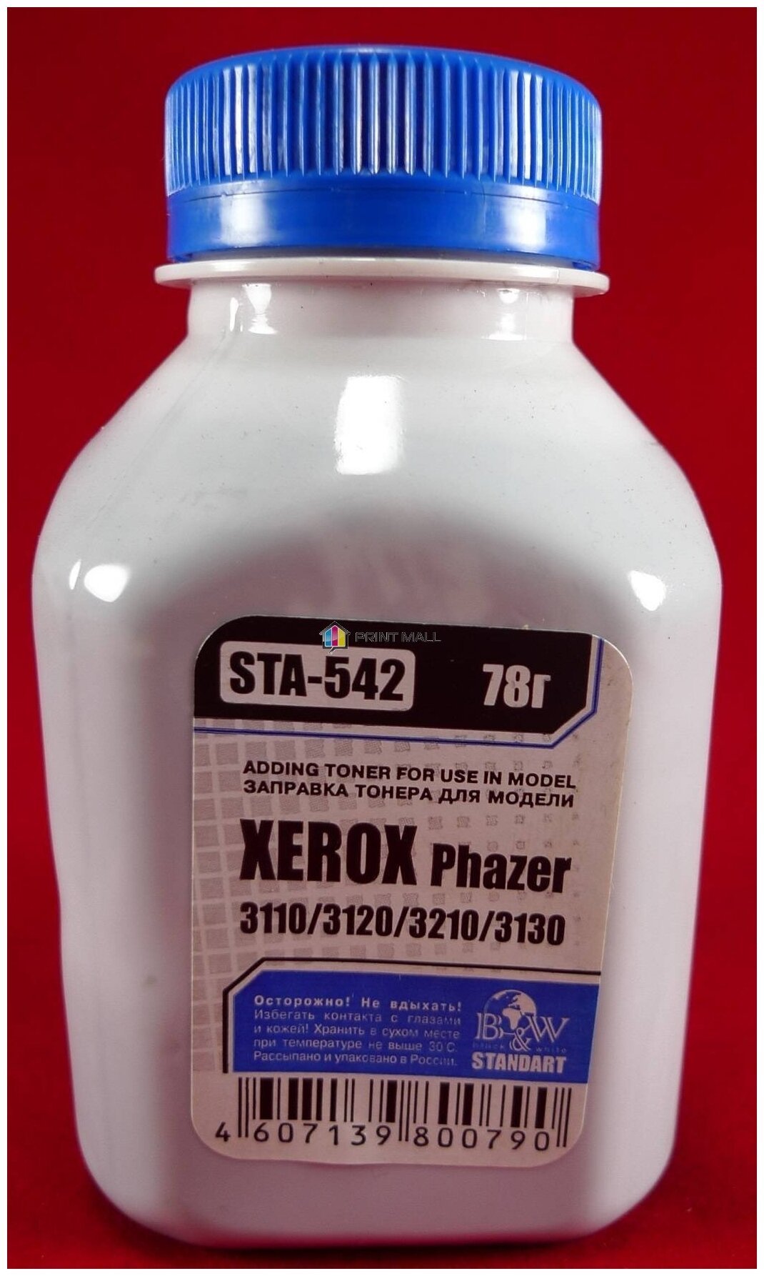 Тонер XEROX Phaser 3110/3119/3120/3121/3130/3210/PE220, B205/B210/B215 (фл. 78г) Black&White Standart фас. Россия