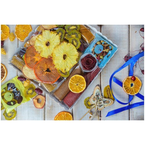 Подарочный набор № 13 / фруктовая пастила без сахара / фруктовые чипсы / пп сладости / подарочный набор для женщин / к чаю сладости / подарочный набор на день рождения