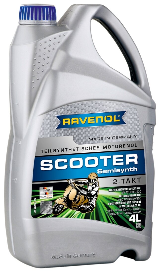 Моторное масло для 2-Такт скутеров RAVENOL Scooter 2-Takt Teilsynt (4л) new