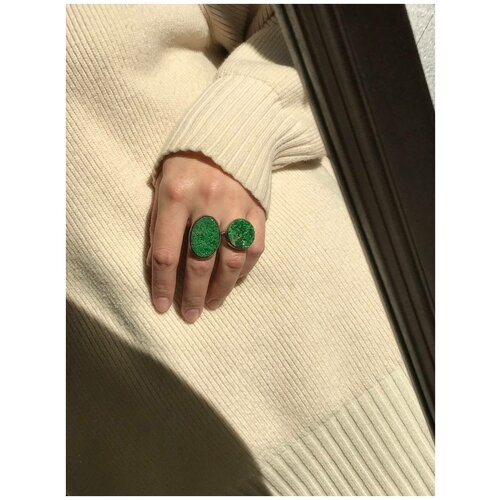 фото Кольцо true stones, серебрение, гранат, подарочная упаковка, размер 17, зеленый