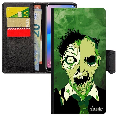 фото Защитный чехол книжка на смартфон // xiaomi redmi 6a // "зомби" хэллоуин фантом, utaupia, зеленый