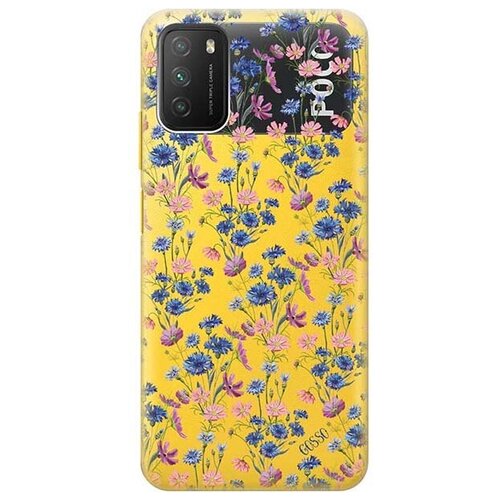 фото Ультратонкий силиконовый чехол-накладка clearview для xiaomi redmi 9t / poco m3 с 3d принтом "lovely cornflowers" gosso