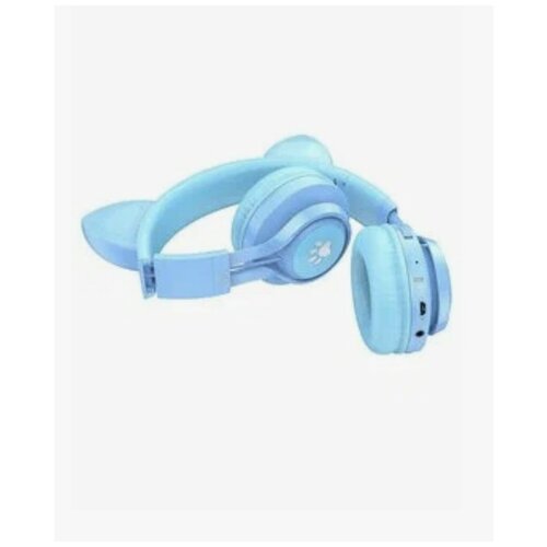 Светящиеся наушники Hoco W39 с ушками голубые 143000₽