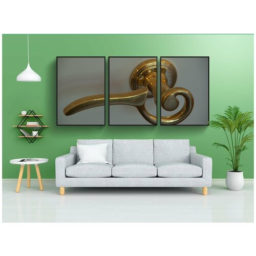 фото Набор модулных постеров для интерьера "дверная ручка ноб, джек, латунь" 60x90 см. в тубусе, без рамки lotsprints