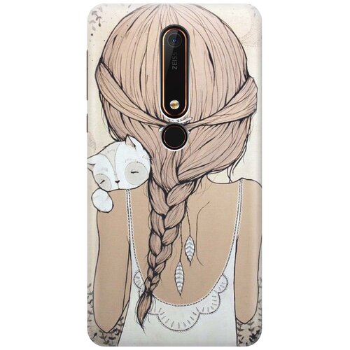 фото Re:pa накладка transparent для nokia 6 (2018) с принтом "девочка в обнимку с котом"