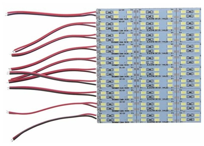 Светильник линейка 1 метр 22 Вт, 3600 Лм, SMD5630, 144 Led, 6500 K, 12 В, клеевая основа - фотография № 2