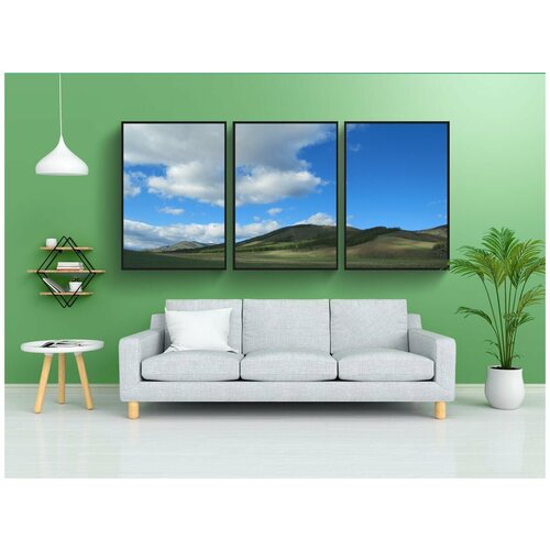 фото Набор модулных постеров для интерьера "монголия, пейзаж, живописный" 60x90 см. в тубусе, без рамки lotsprints