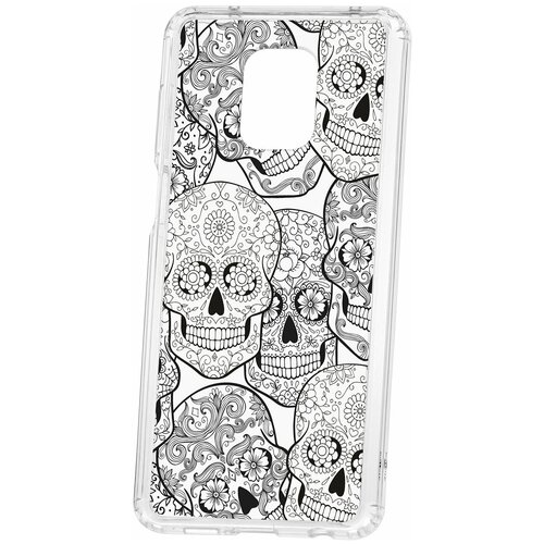 фото Чехол на xiaomi redmi note 9 pro / redmi note 9s / redmi note 9 pro max kruche print skull black / чехол для xiaomi / чехол с рисунком / чехол с принтом / чехол для ксяоми / чехол для хаоми / бампер на сяоми / чехол накладка для ксяоми / противоударная накладка для xiaomi redmi mi / защита для redmi / защита на mi / cиликоновый чехол для xiaomi redmi / пластиковый чехол на ксиаоми / защитный чехол для хаоми / чехольчик / защита телефона / ударопрочный чехол кruче
